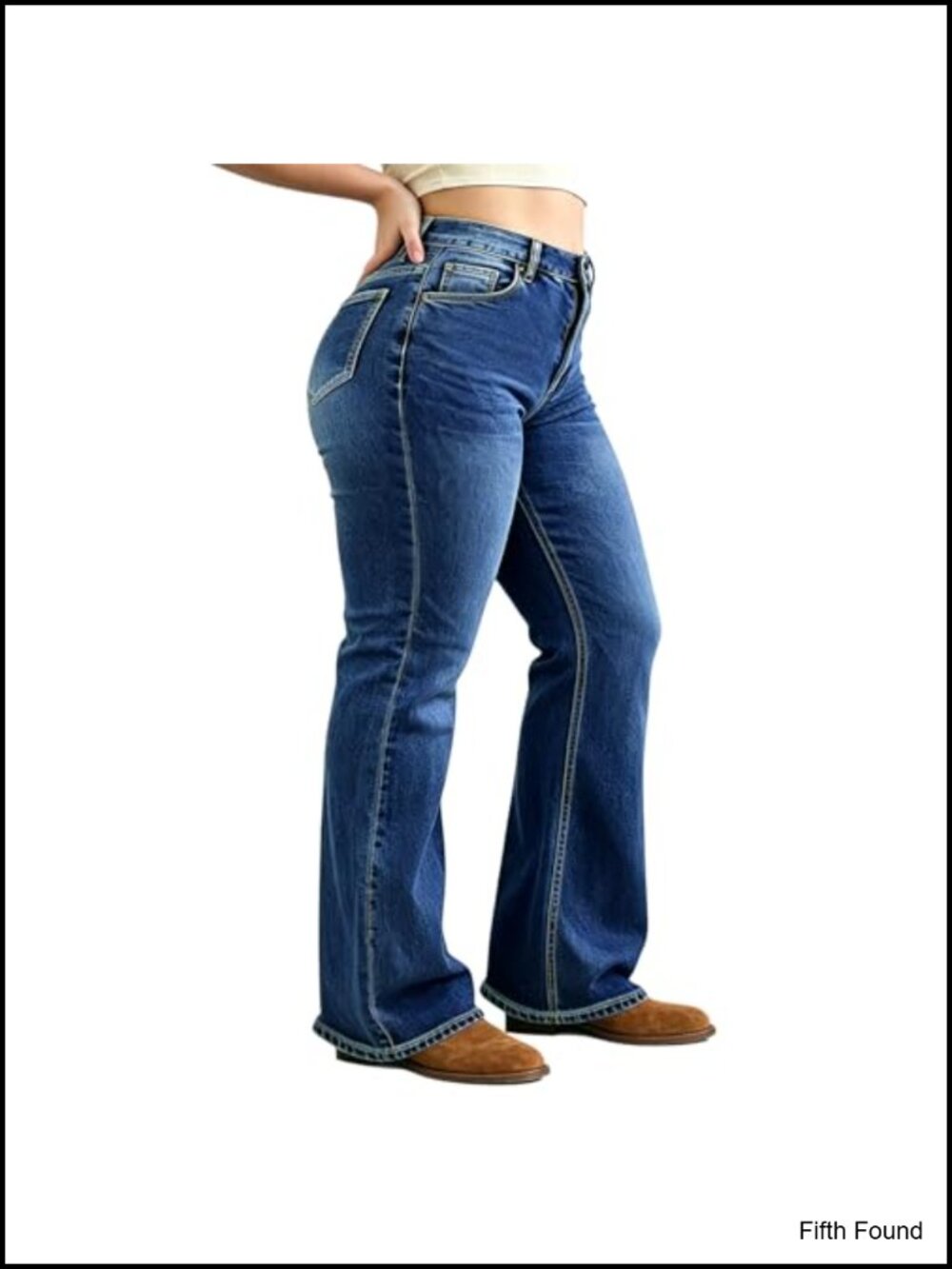 Plus Size Bootcut Jeans High Waisted Stretchy Flare Denim Tummy Control